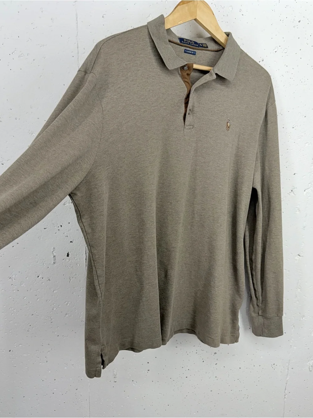 Polo Ralph Lauren Men’s Size XL Classic Brown Light Brown Long Sleeve Polo Shirt